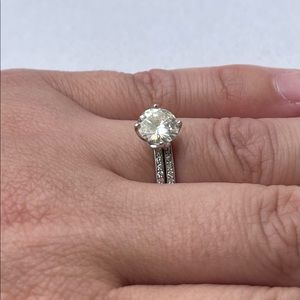 Moissanite/Gold Engagement/Wedding Band Set